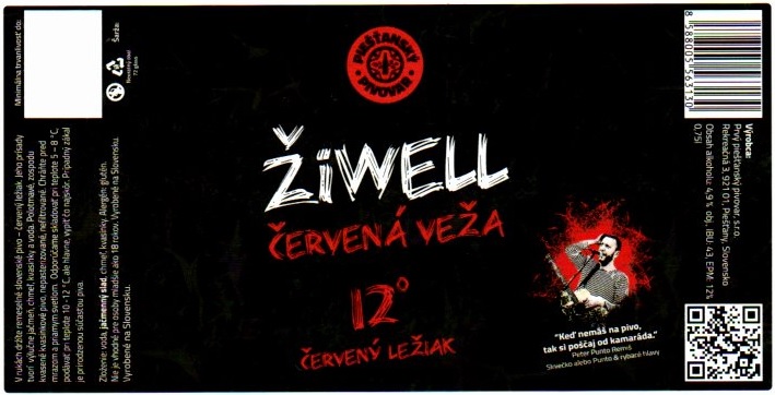 Cervena veza - 0,75l biely obdlznik inak adresa